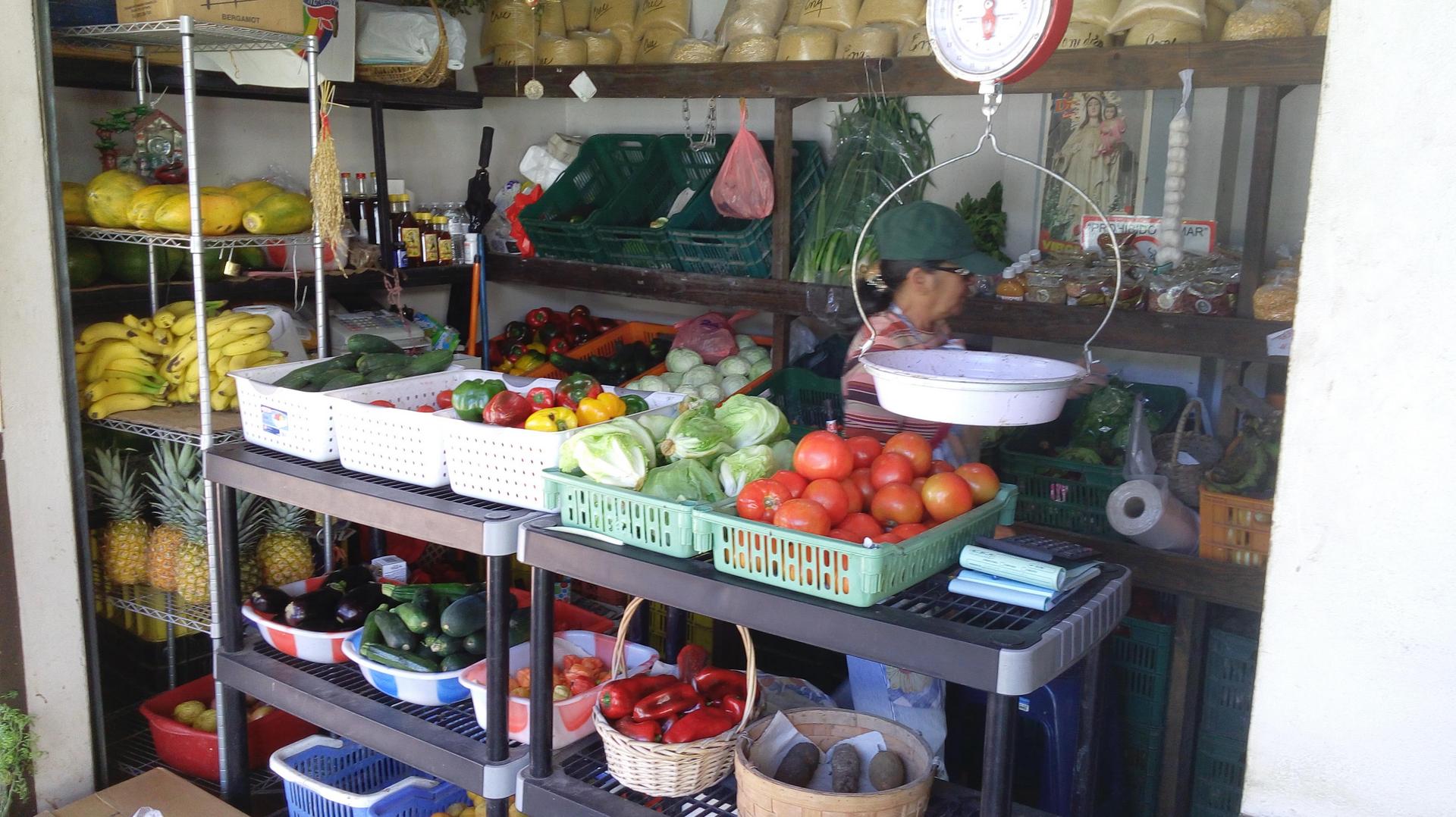A Fruit and Vegetable Seller at the Public Market in Boquete